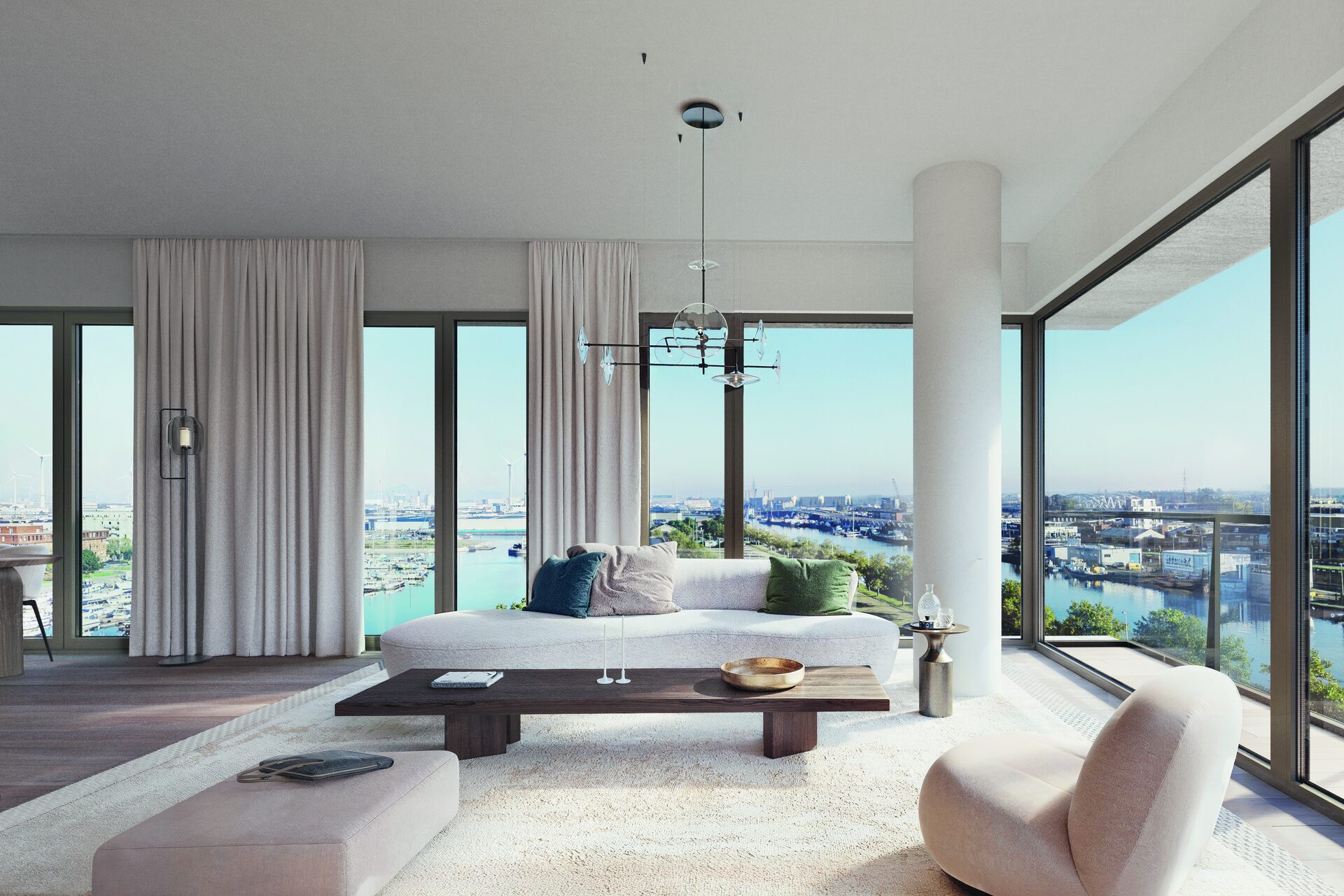 Lichtrijk interieur van een appartement in Twist Tower