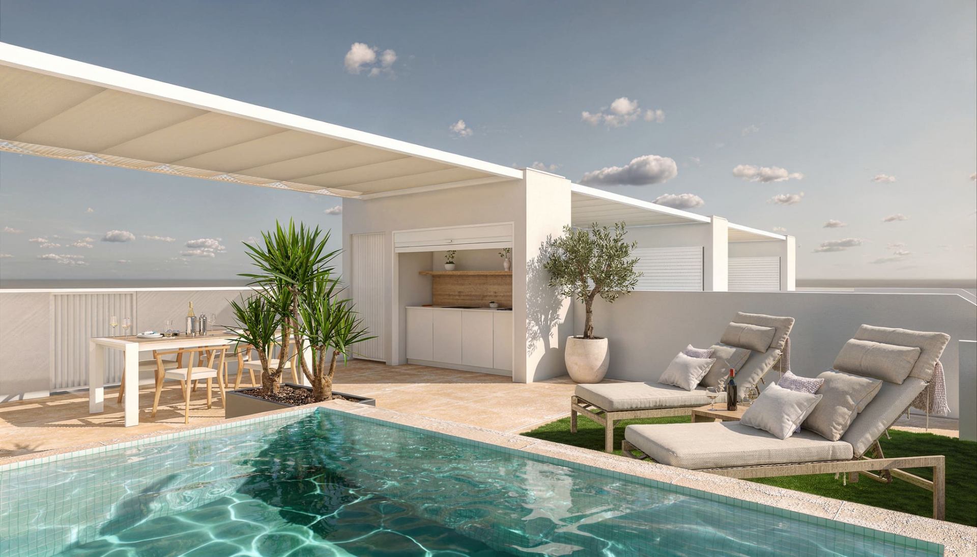 Solarium met privézwembad, zomerkeuken en pergola in Bahía Blanca