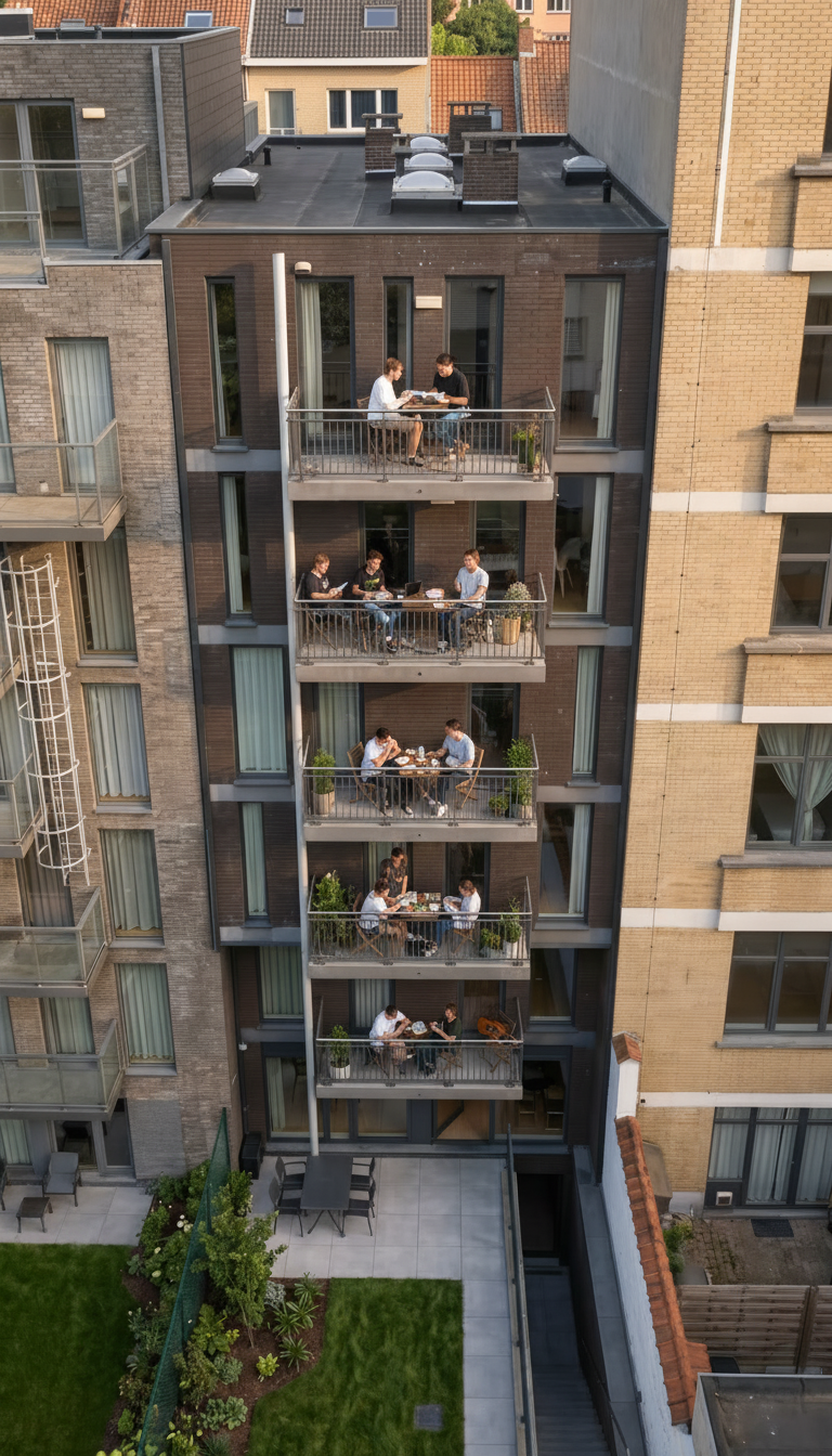 Buitenaanzicht van residentie Aul'A, Brussel