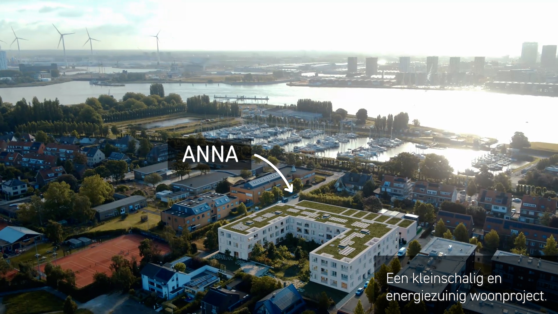 Luchtfoto van het ANNA project op Linkeroever