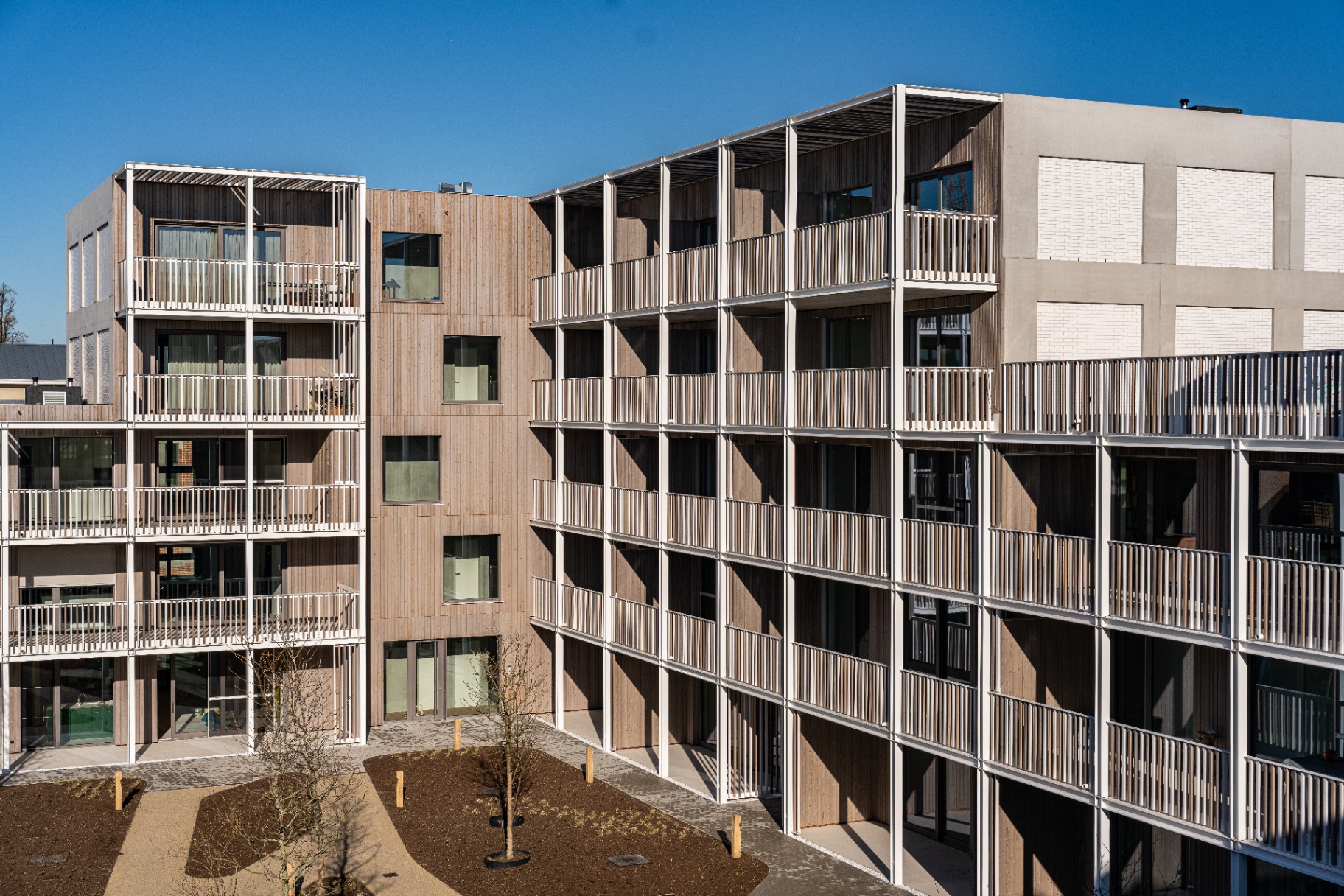 De Lesselier, luchtfoto van het gebouw en de binnentuin
