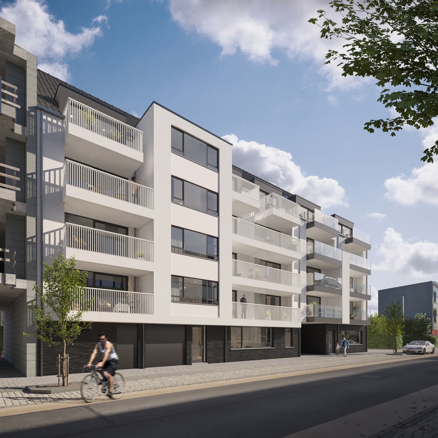 Residentie Swan gevel bij zonsondergang