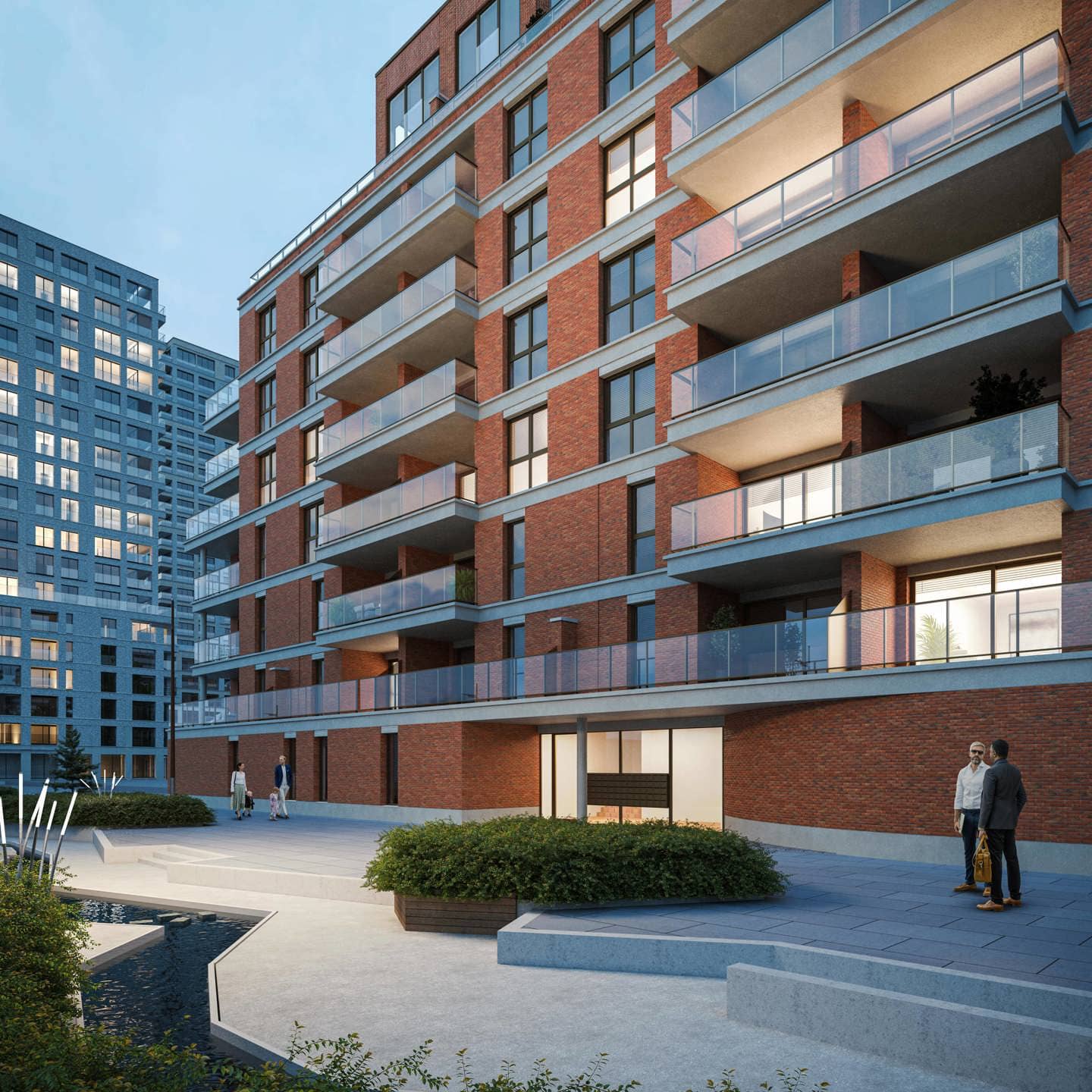 Park 27 binnentuin in de schemering