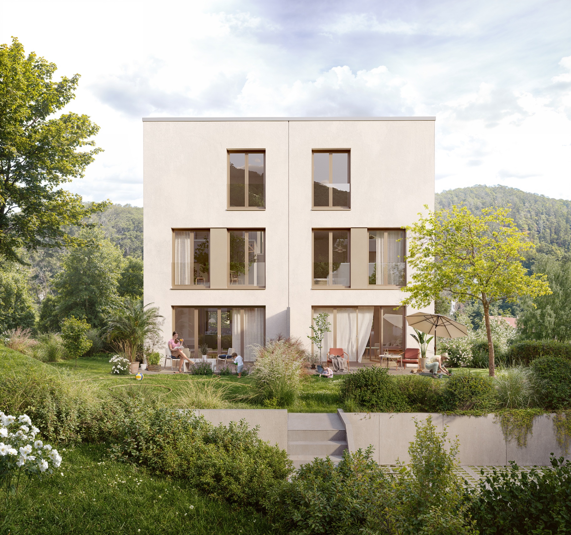 Exterior view of a house with garden at Viverde Schriesheim