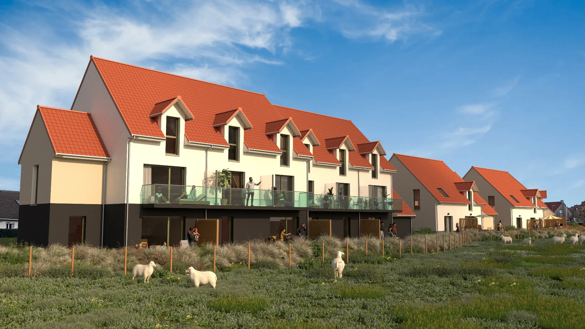 Vue extérieure de la résidence Garenne du Roi à Wimereux