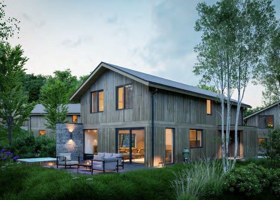 Duurzame designvilla met zonnepanelen en sedumdak in het bos