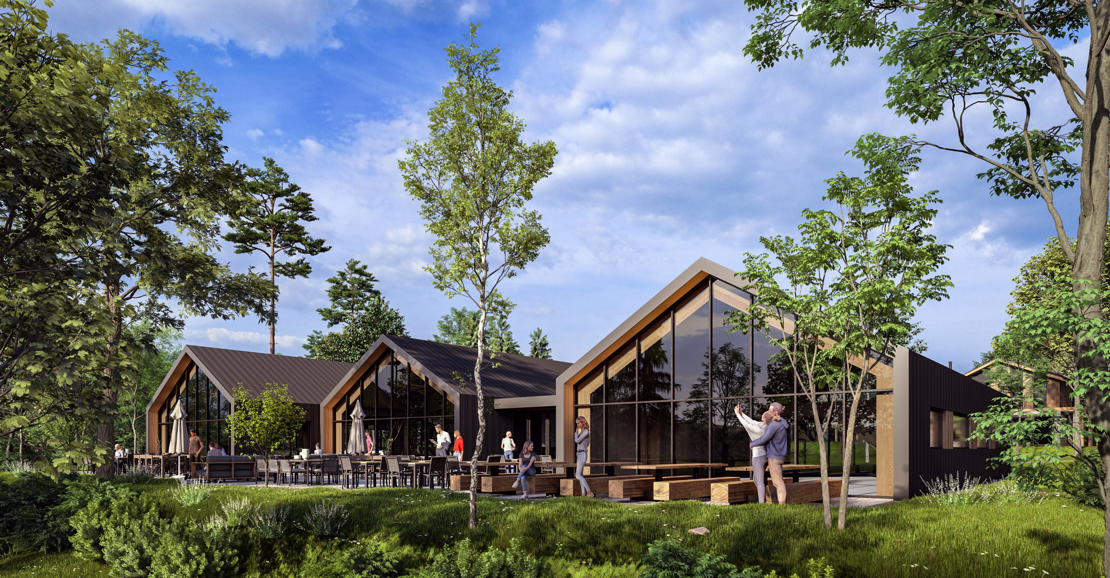 Restaurant en speelhal op het park
