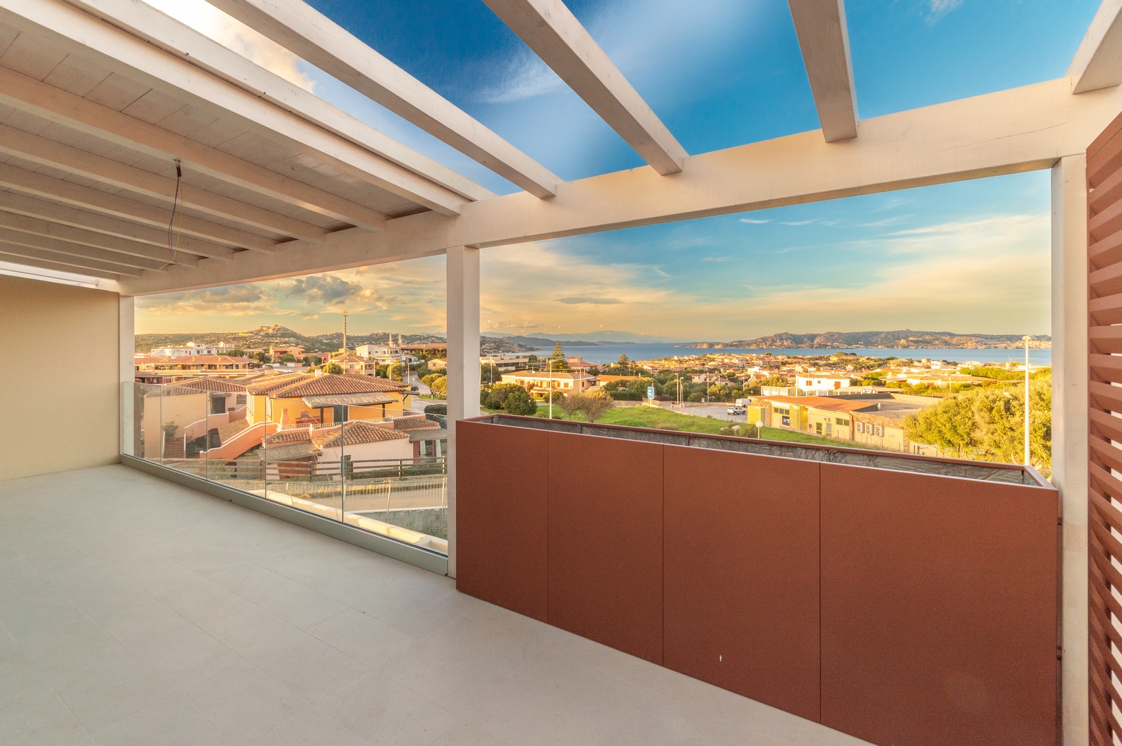 Terrace with panoramic sea view of Palau