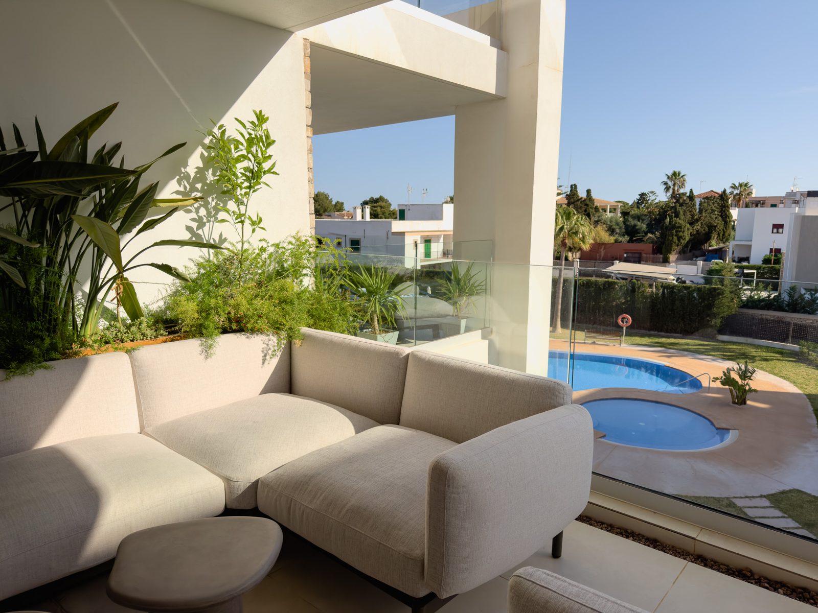 Lounge corner on the terrace with a view