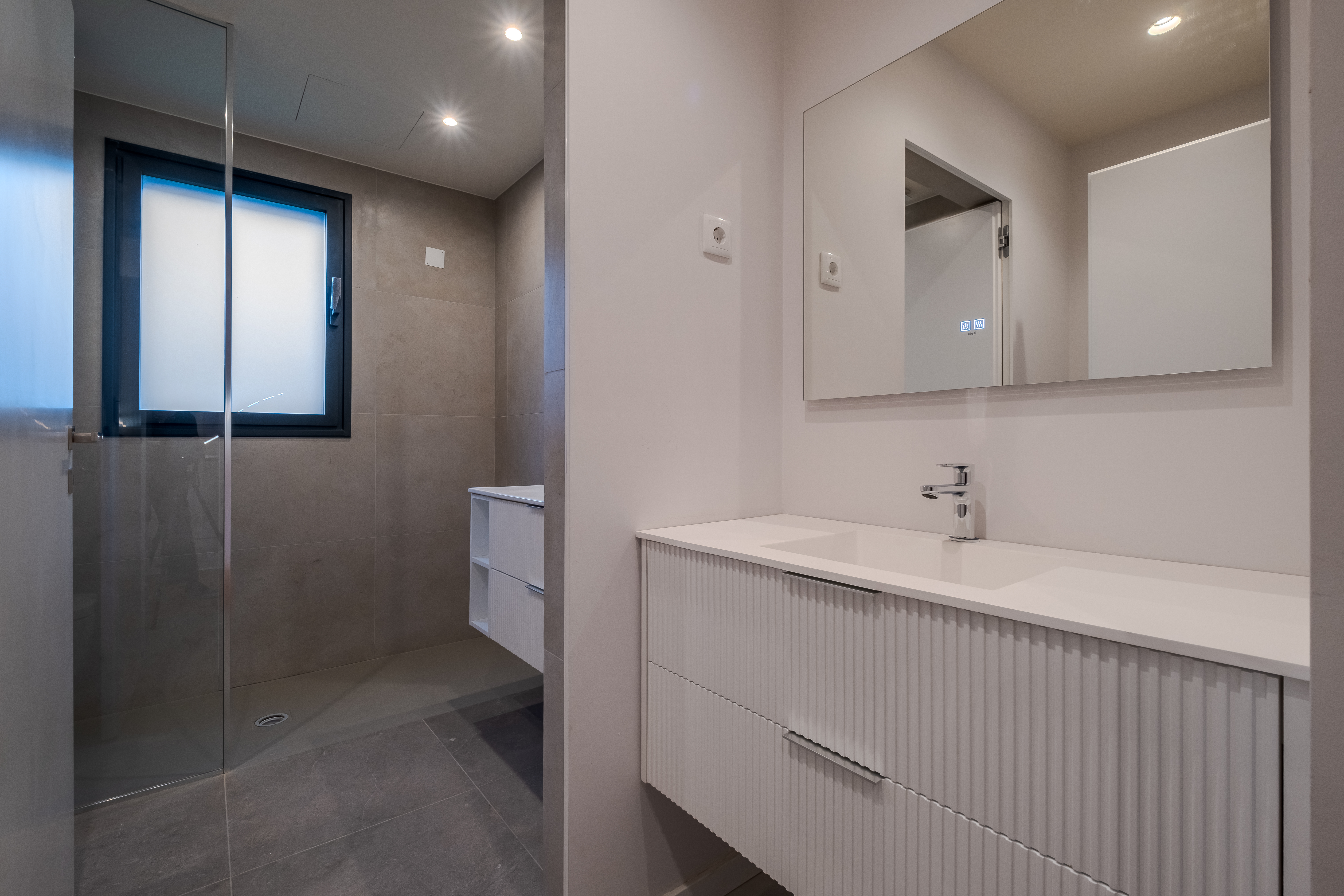 Contemporary bathroom with walk-in shower