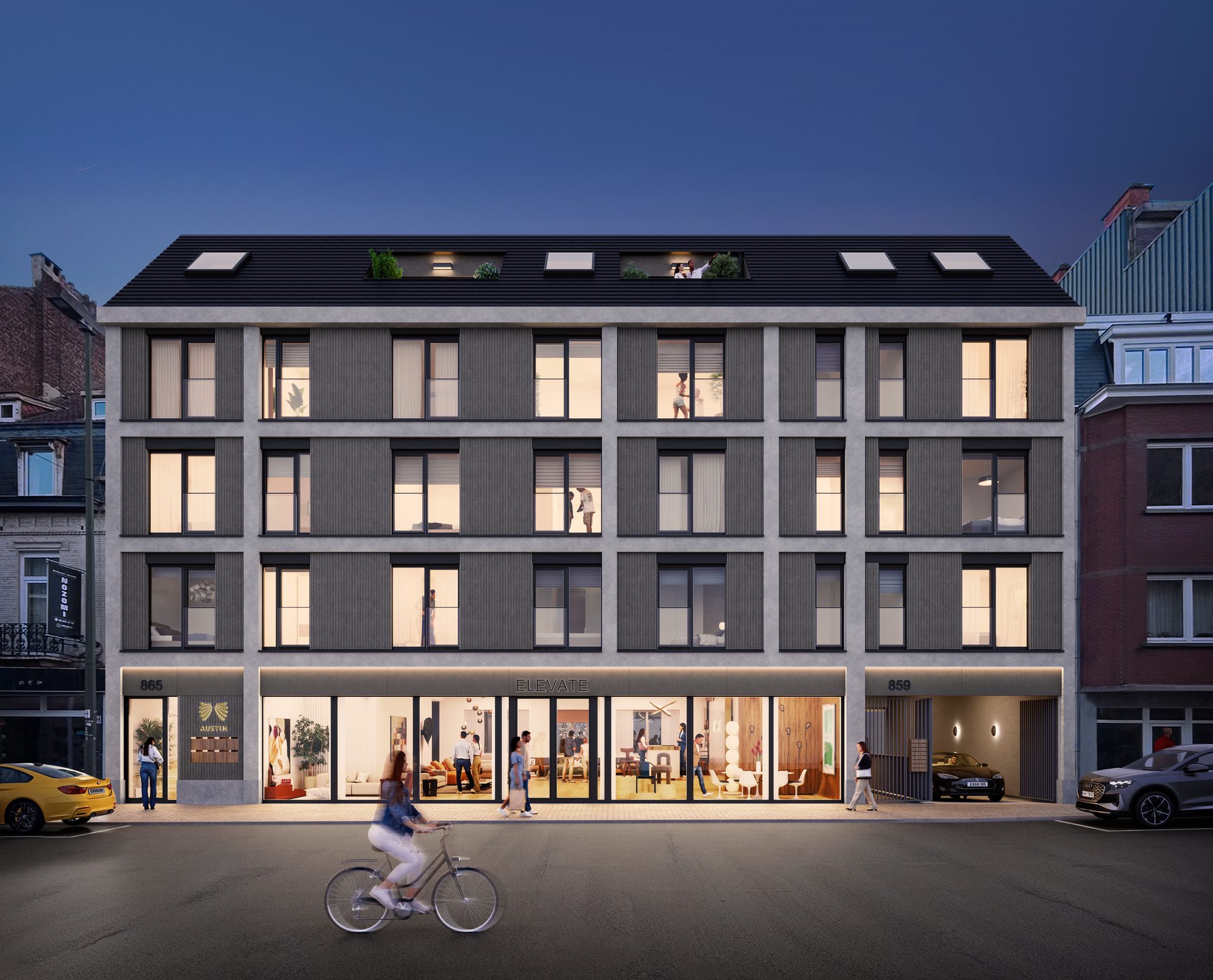 Austin, vue de fa&ccedil;ade sur la Chauss&eacute;e de Waterloo &agrave; Uccle