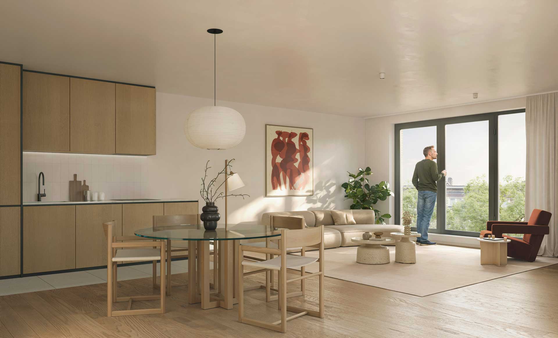 Interieur van XL Elsene appartement met 2 slaapkamers