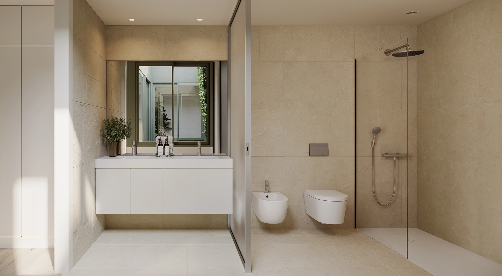 Master badkamer met natuurlijke materialen