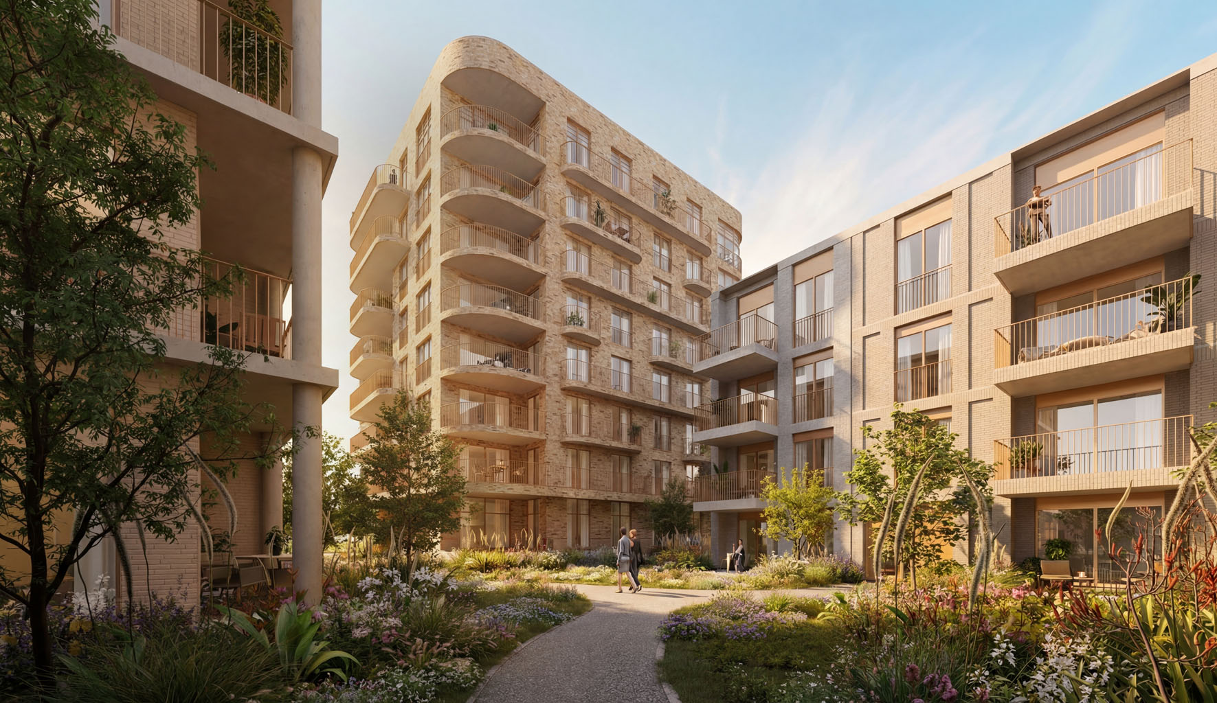 Privépark met wandelpaden tussen de residenties van Ankerhavn