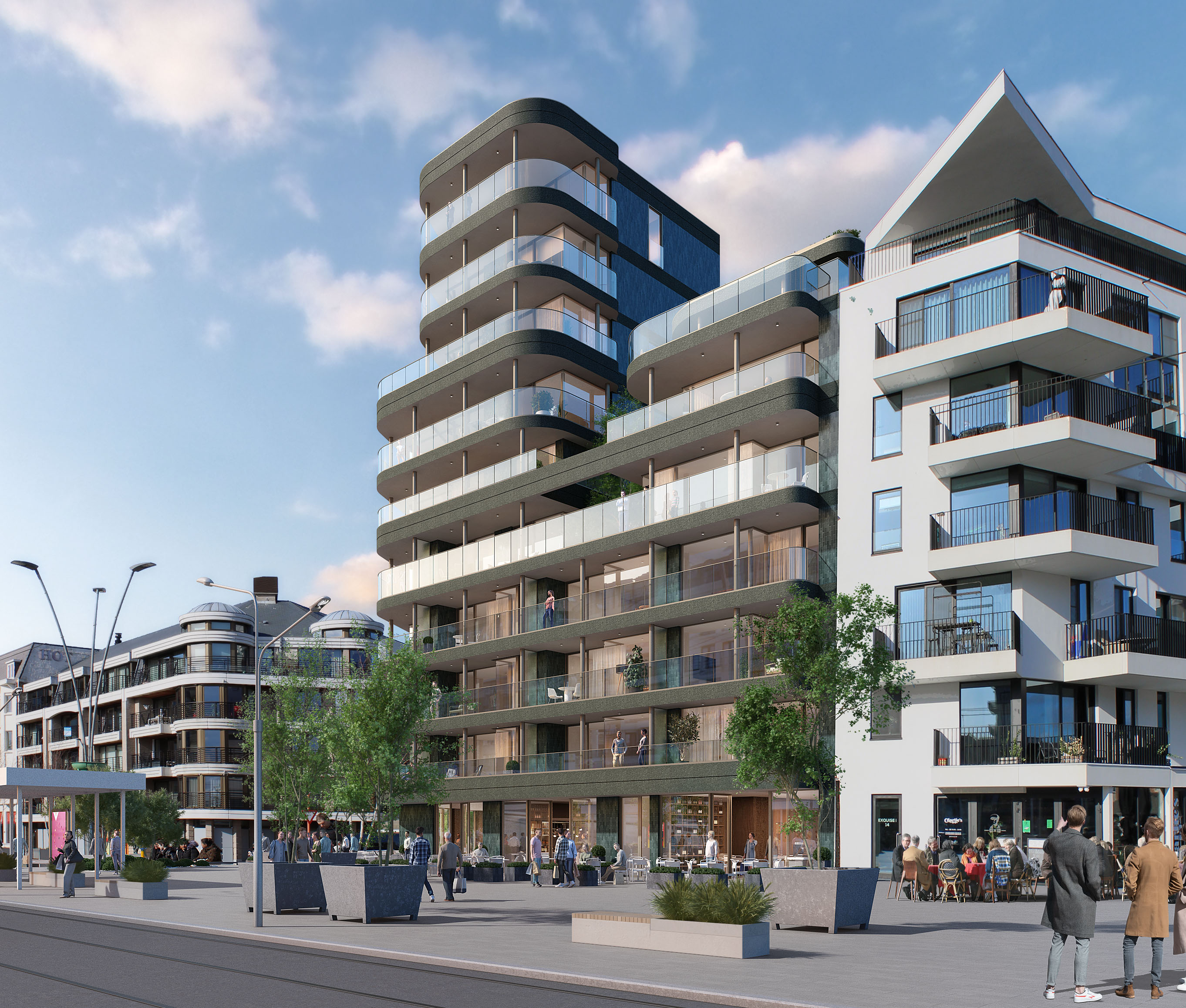 Zicht op de gevel van Residentie Lux'Or
