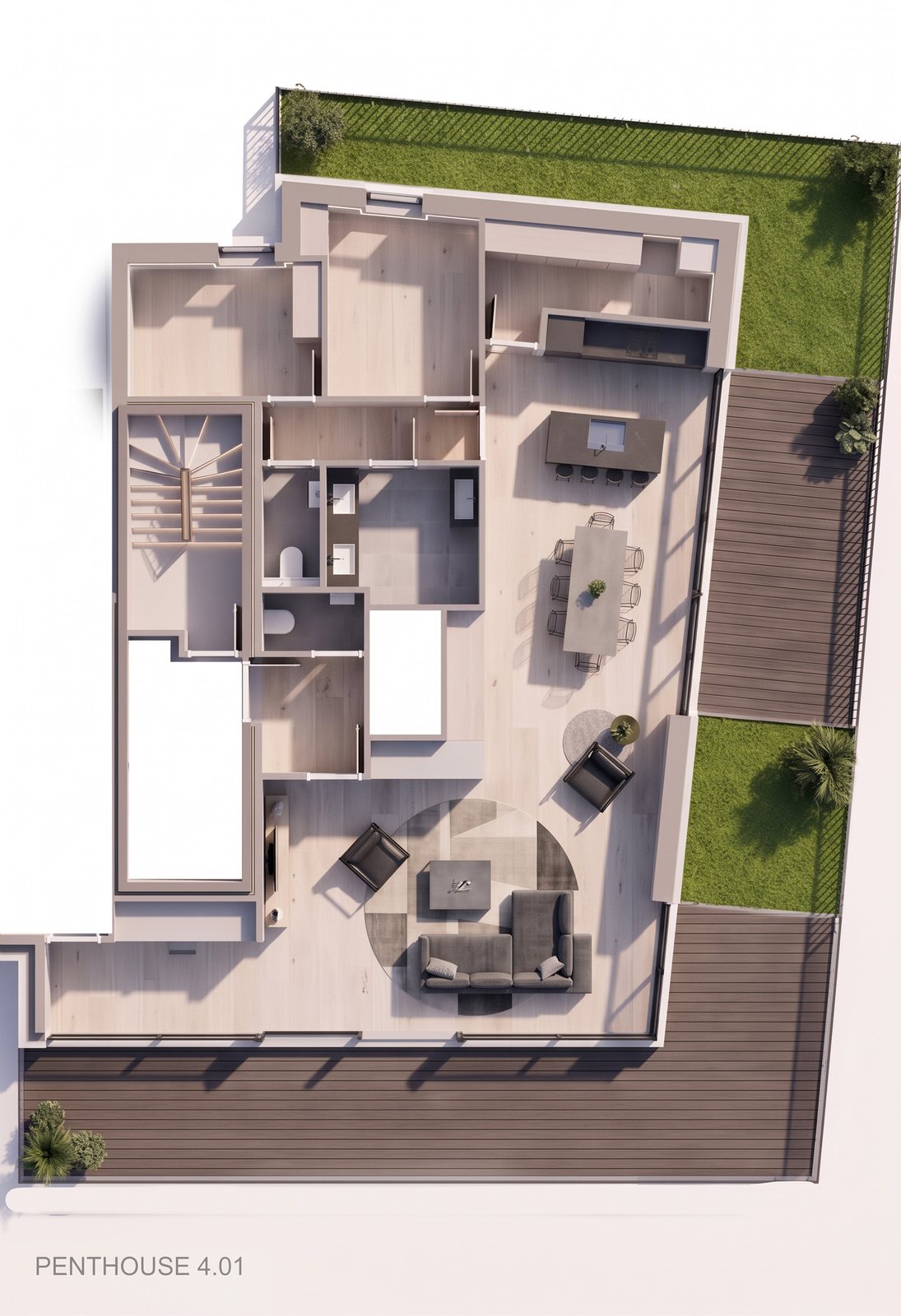 Penthouse 0401 met 55 m² terras, Residentie Maréa, Mariakerke