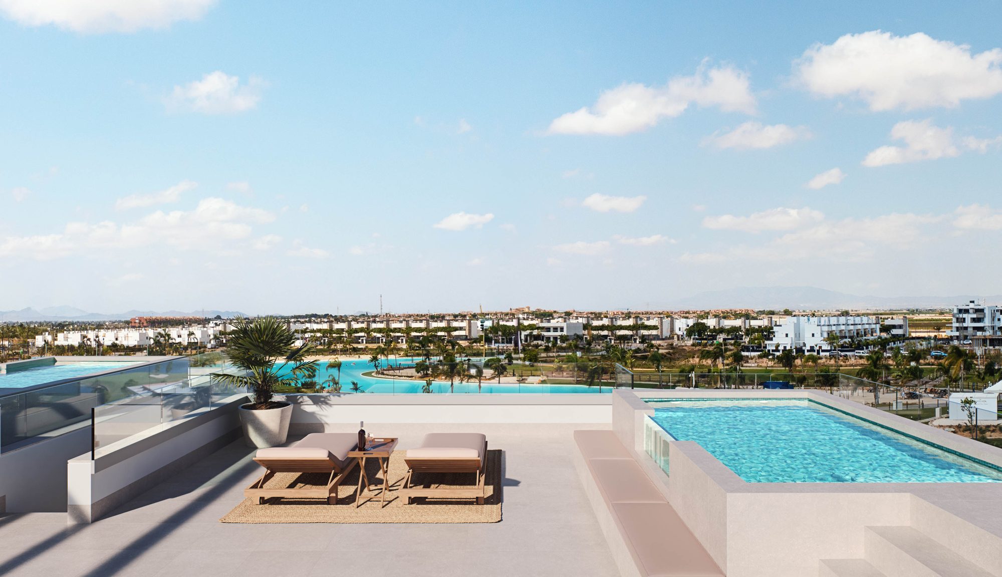 Private solarium with swimming pool on a penthouse