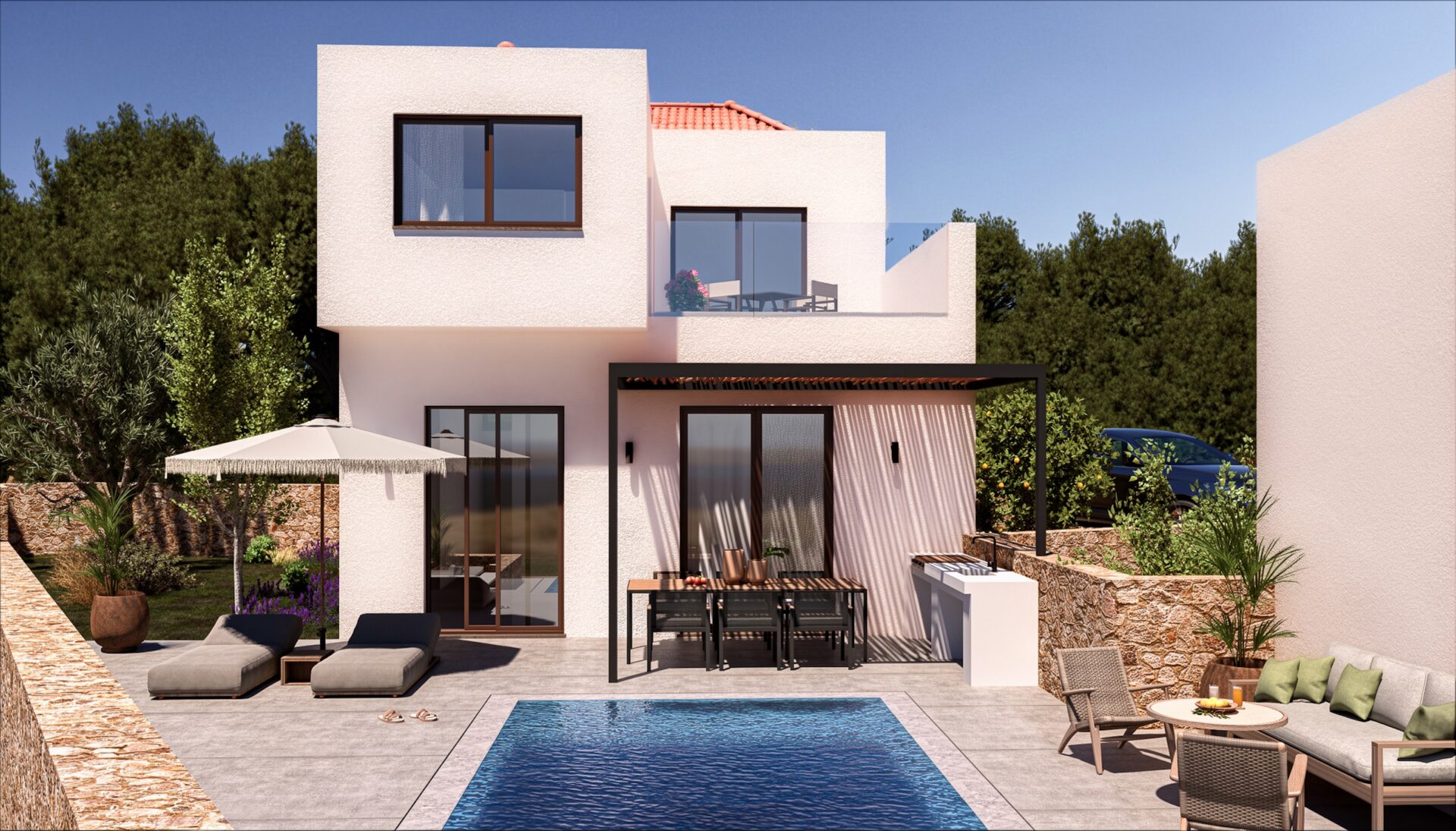 Aktuelle Bauarbeiten der Sunset Villas Rhodes auf Rhodos
