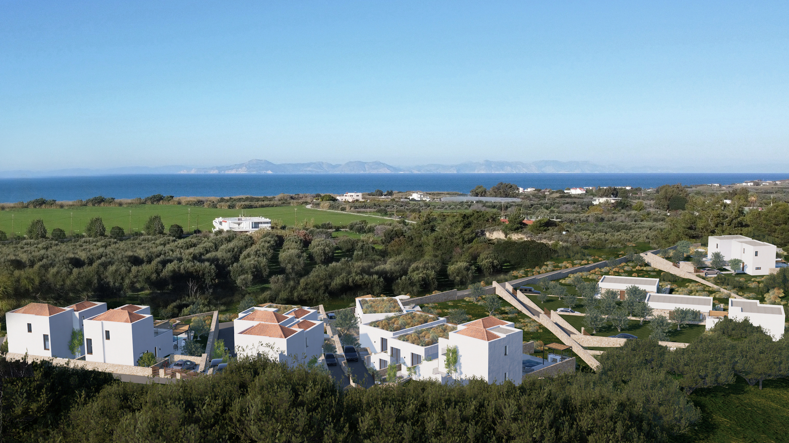 Blick auf die K&uuml;ste von Rhodos von den Sunset Villas Rhodes