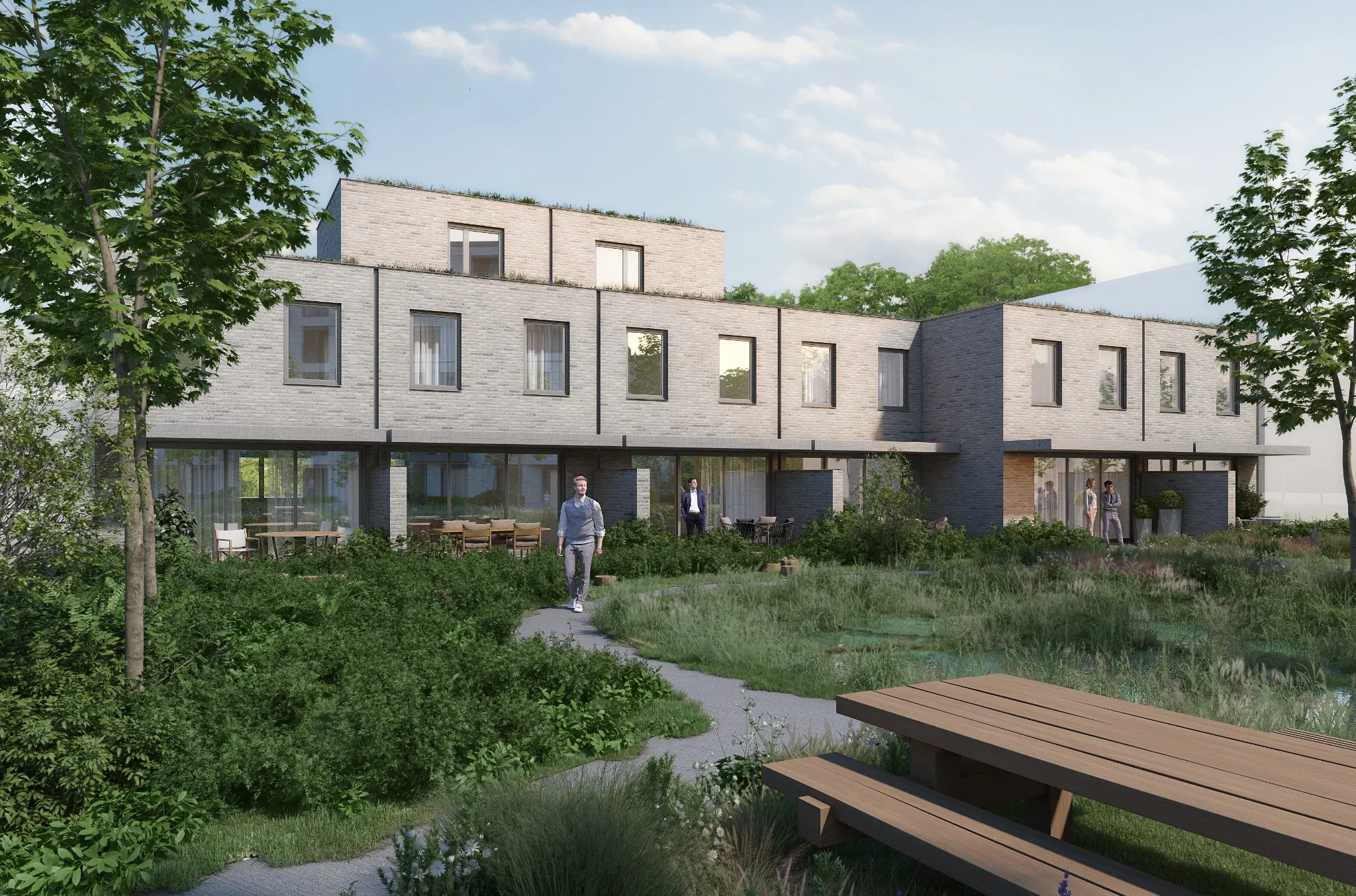 Woningen van Residentie Waterkant aan de groene binnentuin