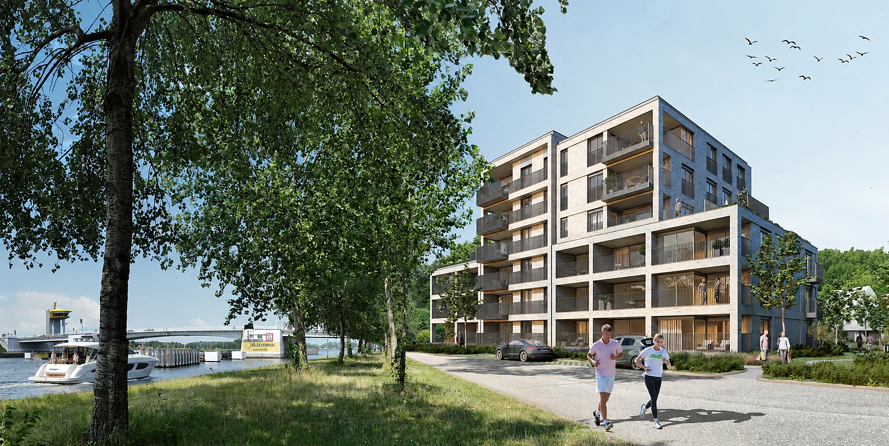 Residentie Waterkant met nieuwbouwappartementen aan het kanaal in Zelzate