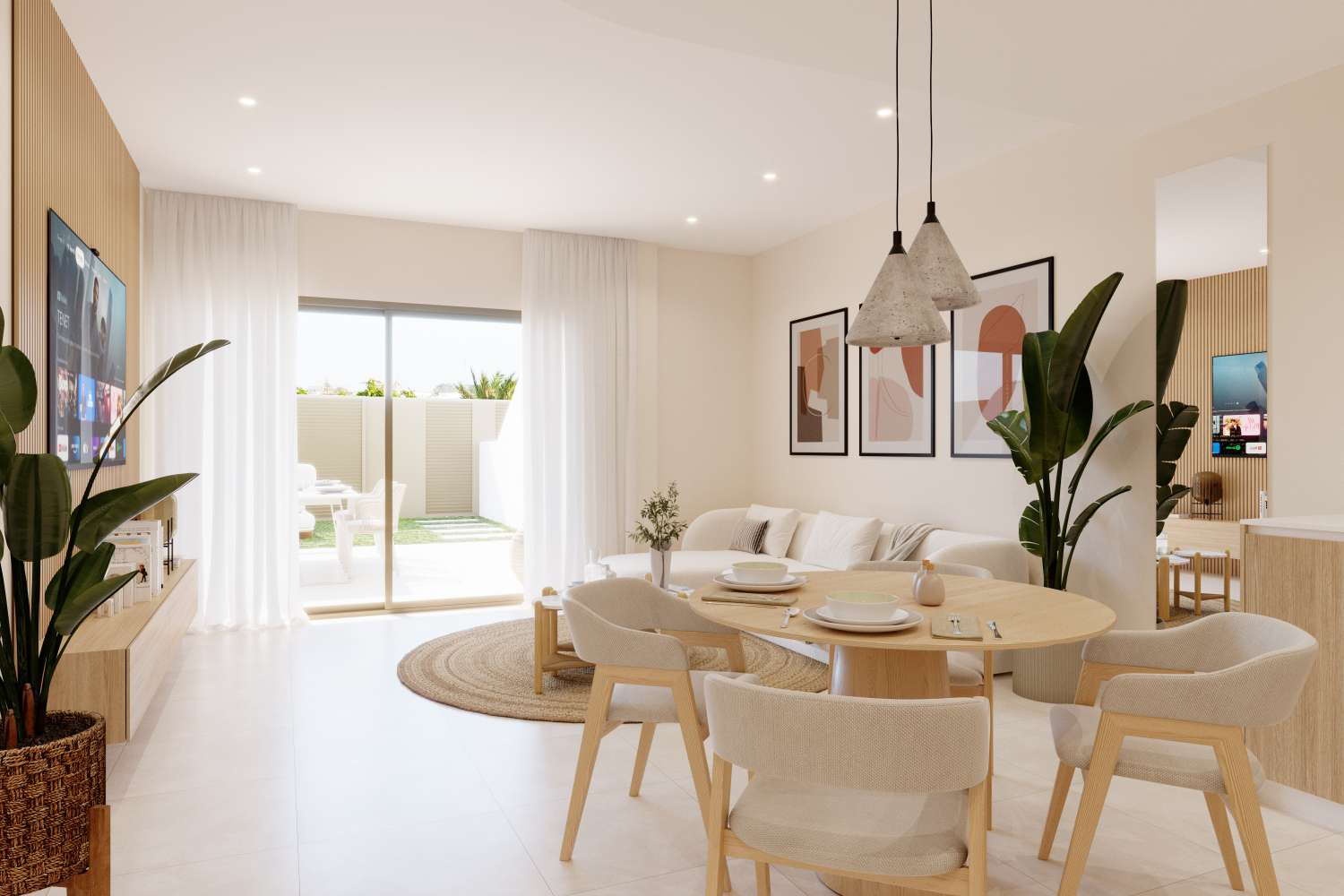 Moderne woonkamer Alma Bungalows