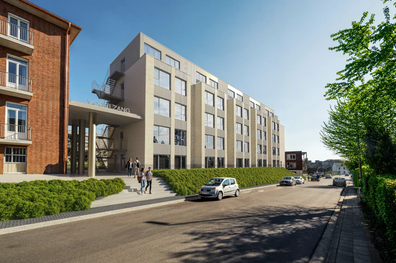 Vogelzang gebouw luchtfoto naast Campus Gasthuisberg Leuven