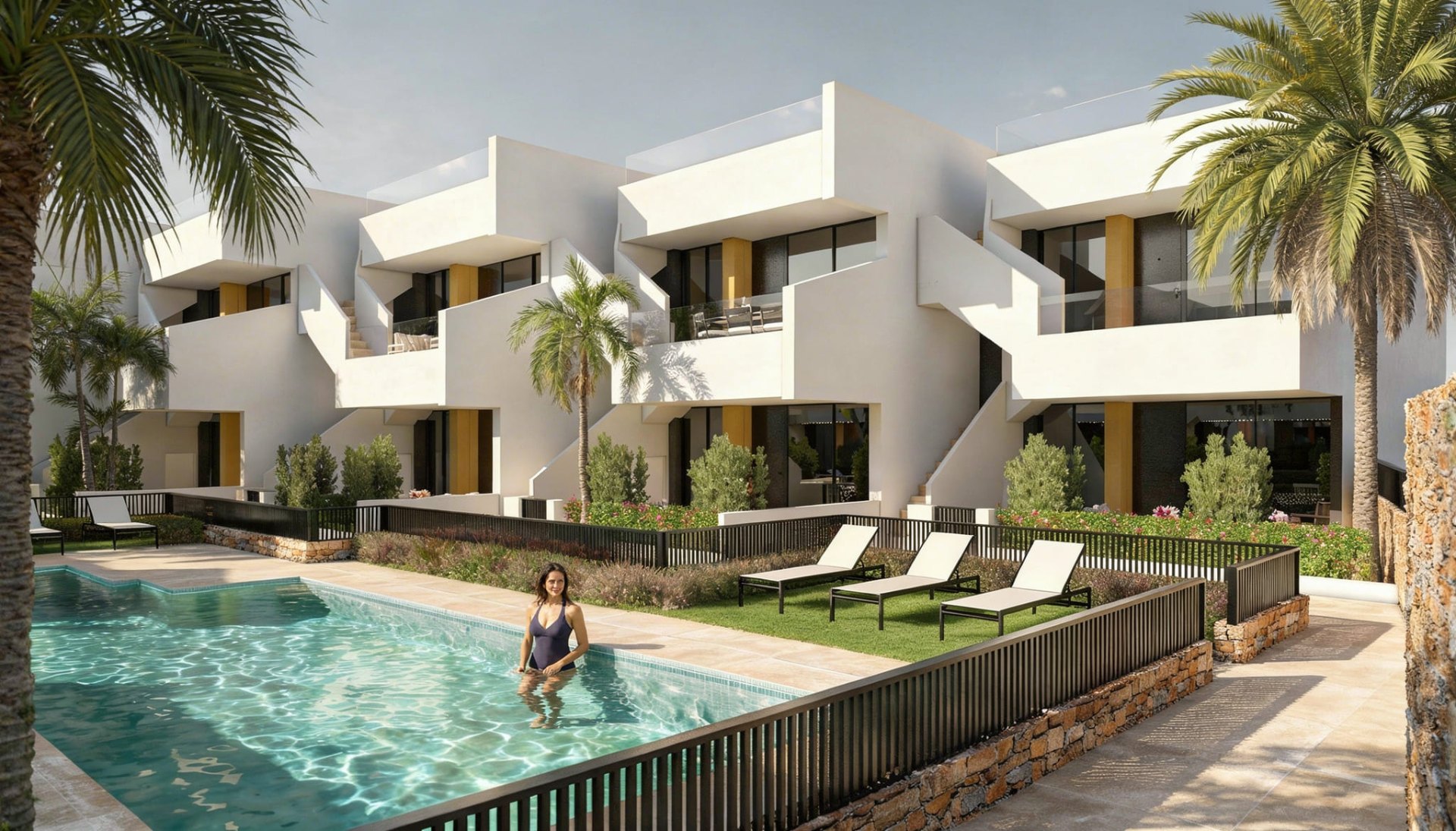 Bahía Blanca — modern Mediterranean apartments with communal pool in Pilar de la Horadada