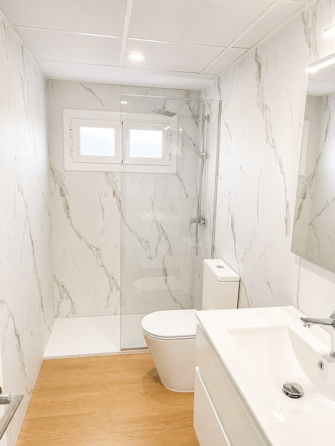 Modern bathroom with chrome taps