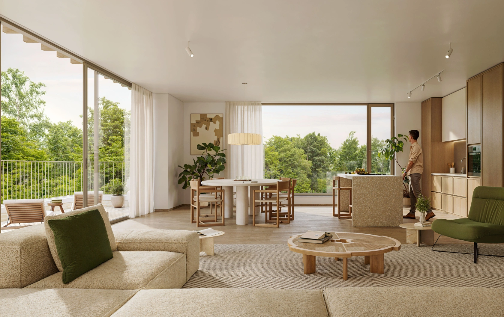 Lichtrijk interieur appartement Het Porfier met open leefruimte
