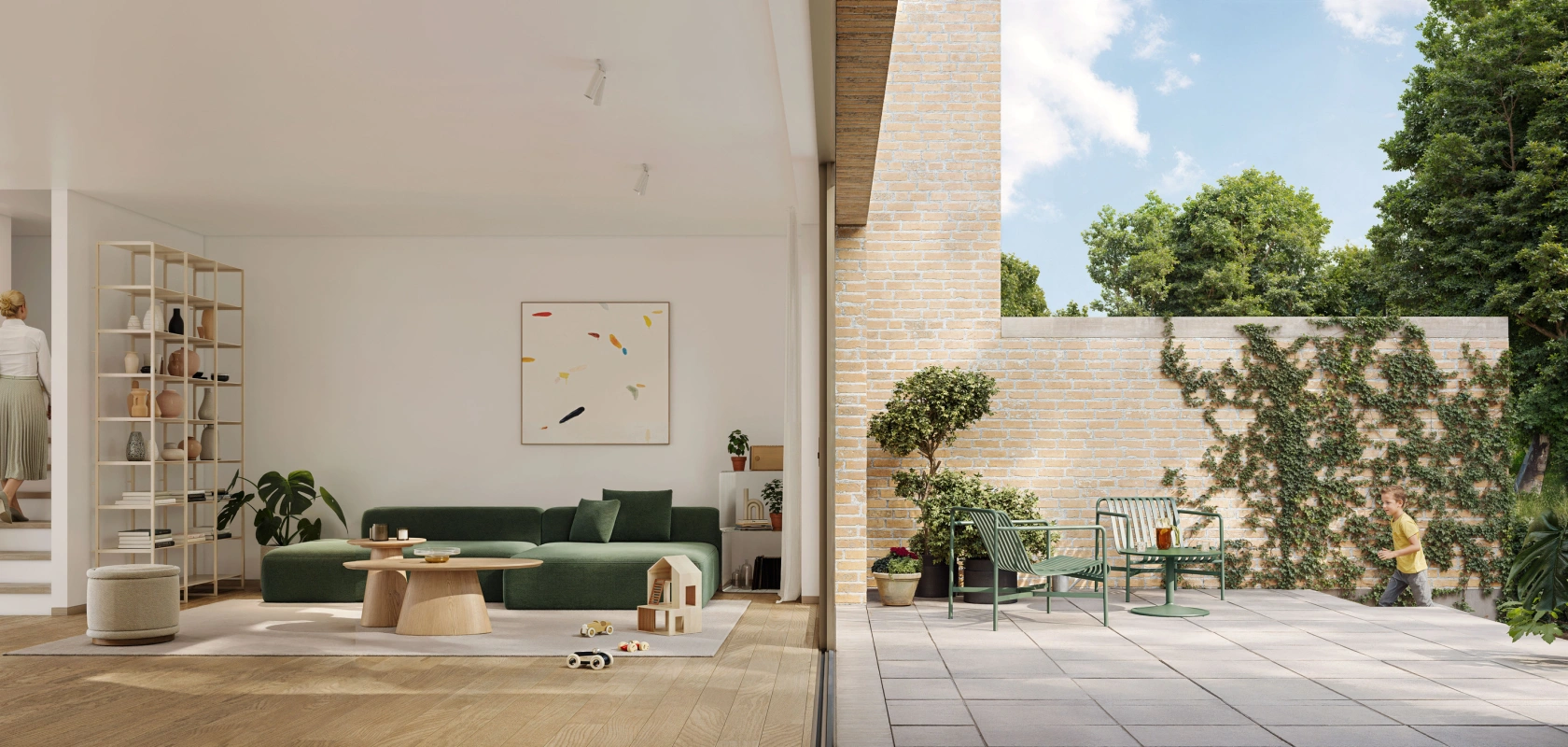 Interieur met terras en binnentuin Het Porfier