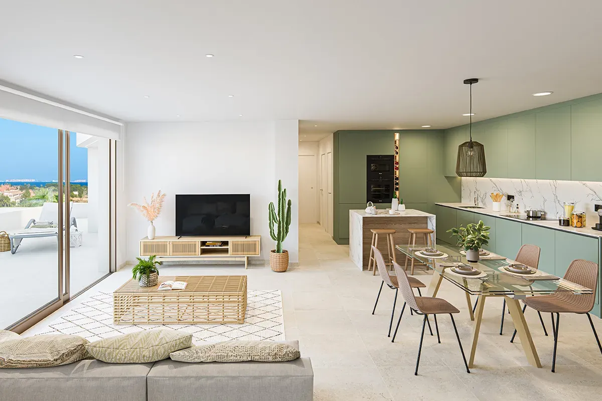 Licht interieur met open keuken — Serena Breeze