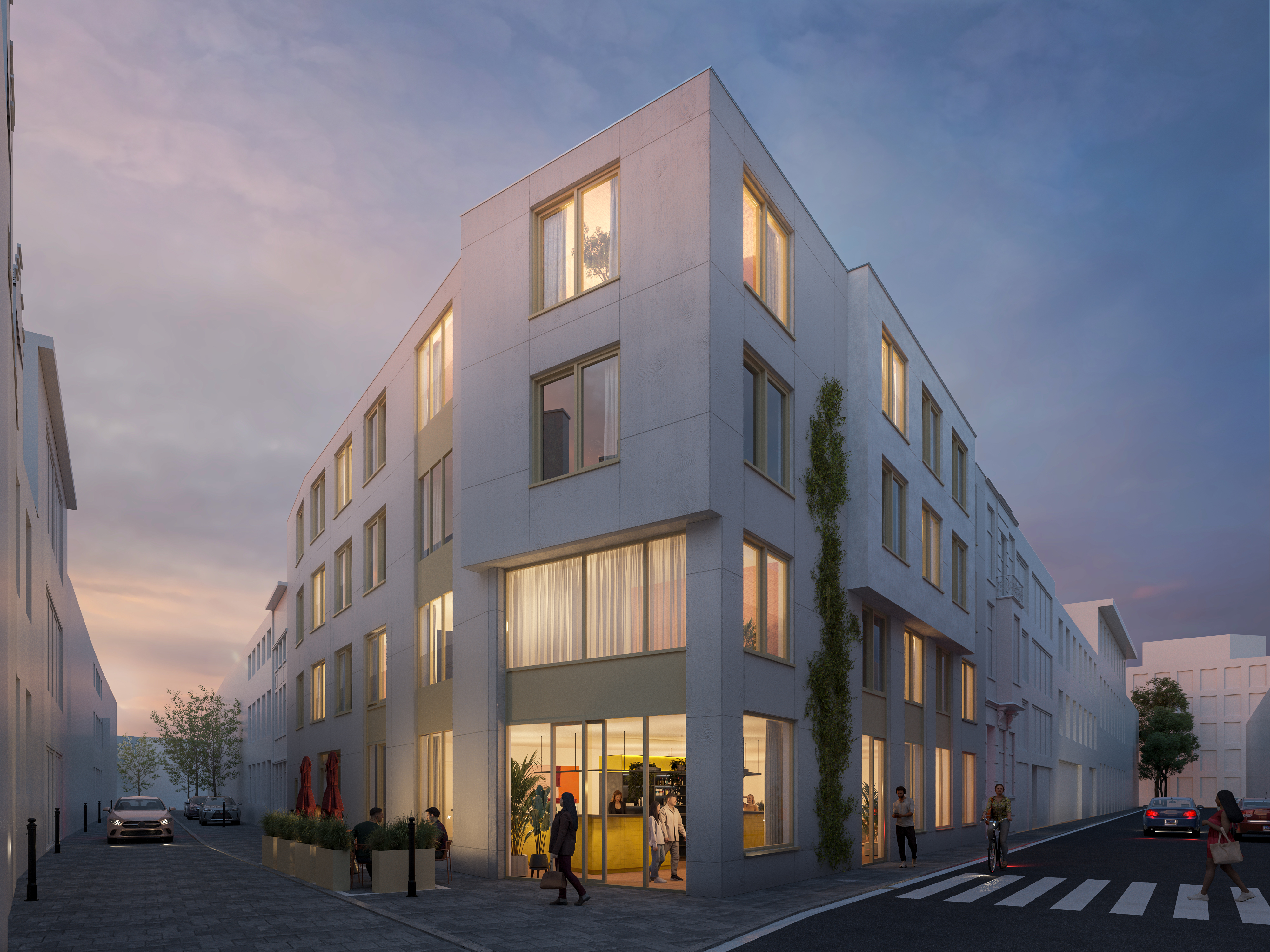 Render van het nieuwe shortstay studiocomplex in de Sint-Jacobsnieuwstraat