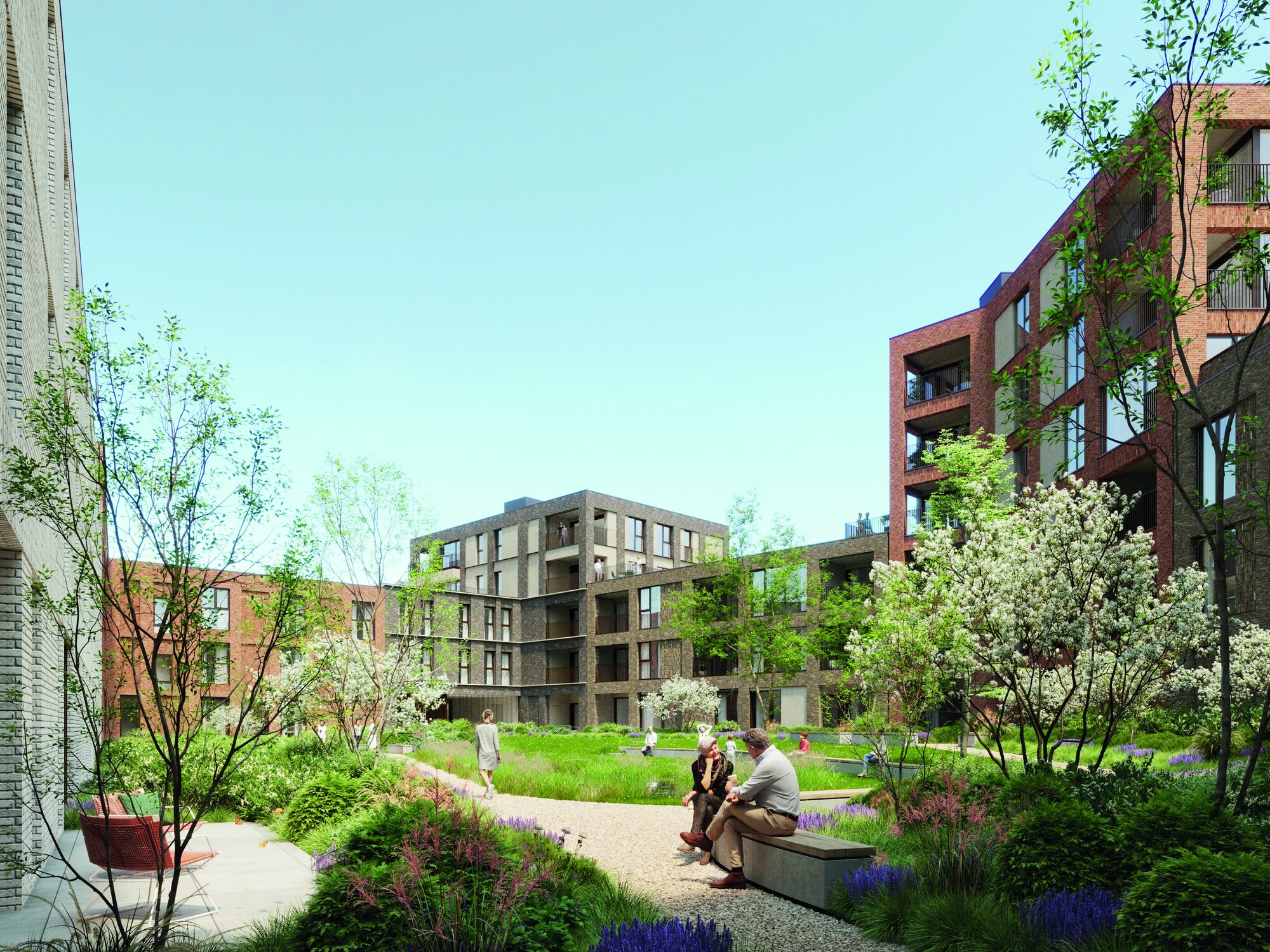 Groene binnentuin Nieuwe Overleie Kortrijk
