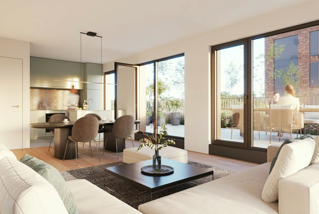 Lichtrijk modern interieur van een appartement in Nieuwe Overleie Kortrijk