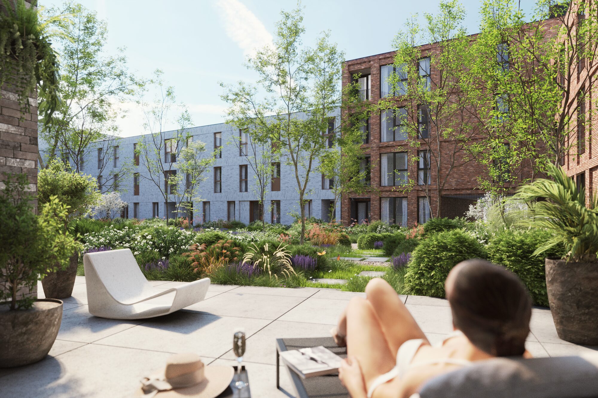 Privéterras met zicht op de binnentuin