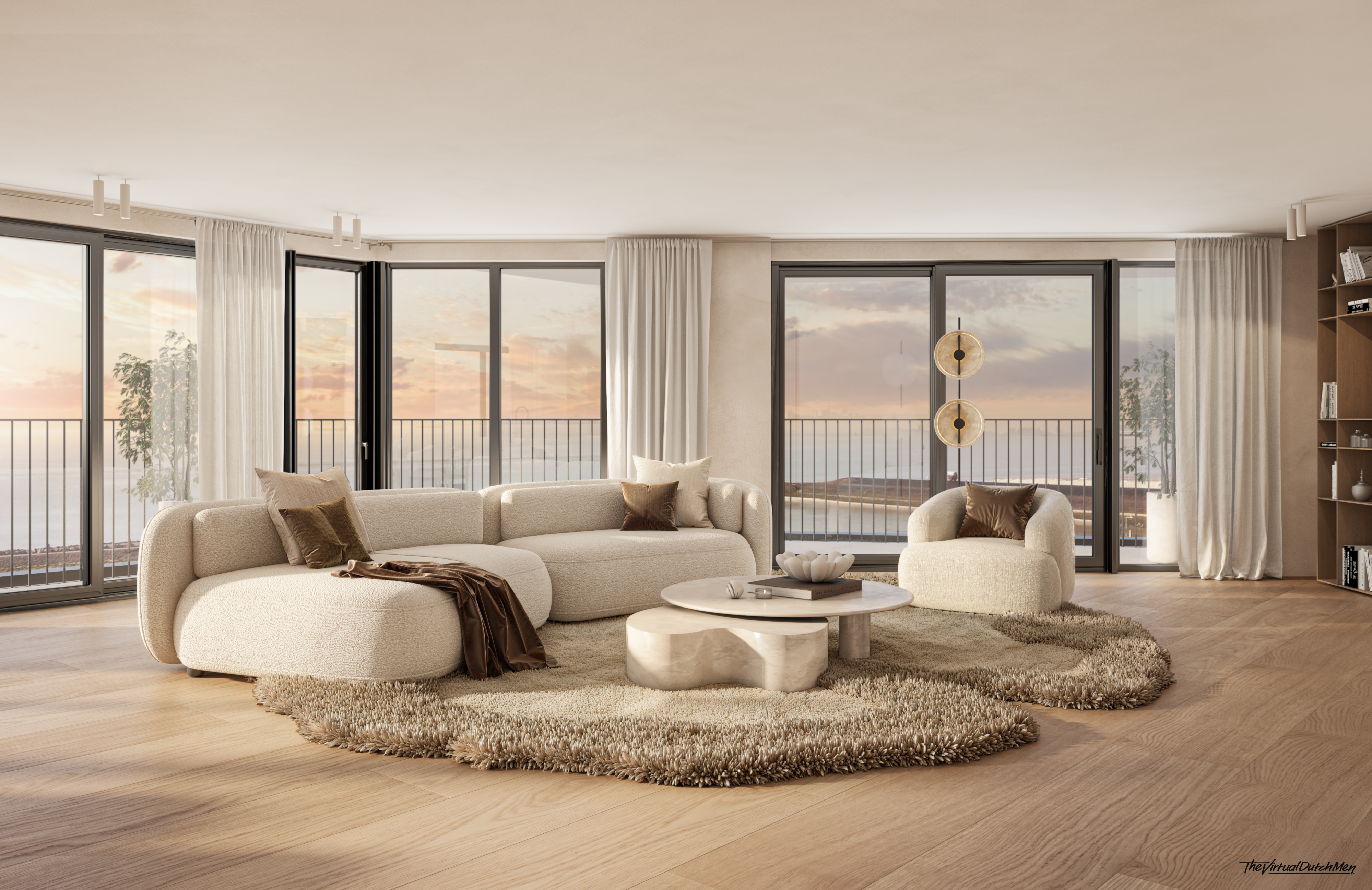 Penthouse woonkamer met zeezicht