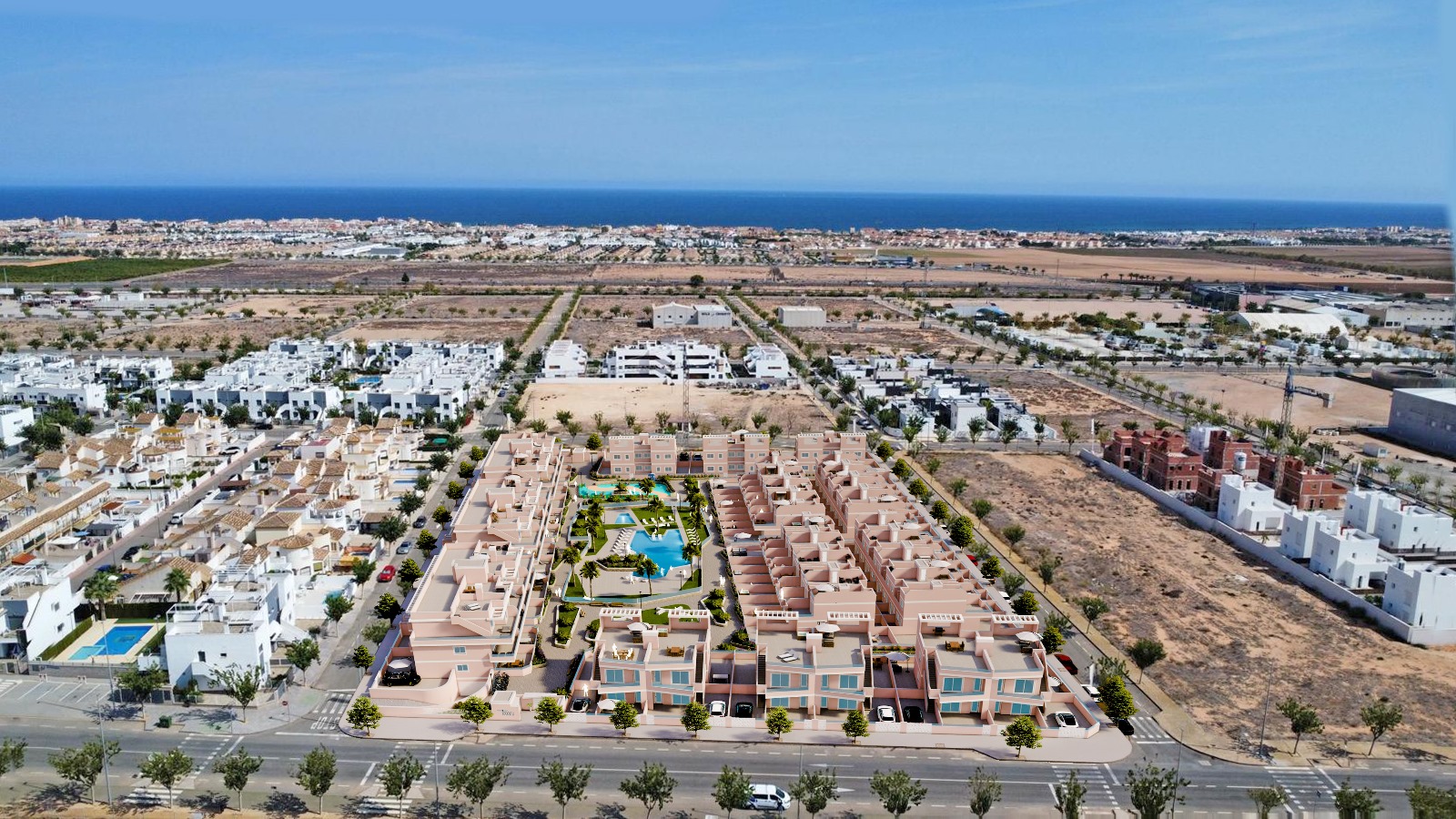Aerial view of Pilar de la Horadada near the coast